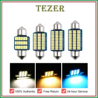 TEZER Car LED Lights Ice Blue Warm White C5W 31-36-39-41MM License Plate Lamp DC 12V Auto Dome Light led Interior Room Bulb Car Dome Double-Tip Reading Lamp Roof Bulb