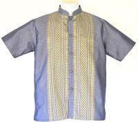 เสื้อไทย เสื้อผู้ชาย ชุดไทยชาย แขนสั้น คอจีน ไซส์ XL อก 48 นิ้ว (Size XL) Thai Shirt/Thai Costume for Men/Short Sleeve/Mandarin Collar/Chest 48"