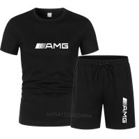 New T-shirt 2-piece Sportswear AMG print mens short-sleeved + pants pullover sportswear suit casual sports mens clothes