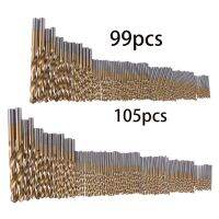 ชุดดอกสว่านเกลียว HSS 105/99ชิ้น,เครื่องมือไฟฟ้าเคลือบไทเทเนียม1.5ถึง10มม. สำหรับโลหะสแตนเลสชุดโคบอลต์ HSS-Co