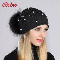 [Fine Jewelry] GeebroWomen 39; S Pom PomBeanie หมวก SpringPolyester Shine Rhinestones Beanies สำหรับ WomenHats Bonnet Cap