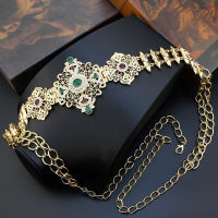 Neovisson High Quality Morocco Women Waist Chain Belt Gold Color Bride Jewelry Arabesque With Crystal Princess Jewels Gift
