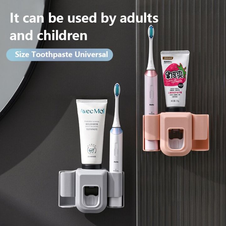 ที่บีบที่รีดยาสีฟันที่ใส่แปรงสีฟันไฟฟ้าอุปกรณ์ยาสีฟันติดผนังห้องน้ำคู่