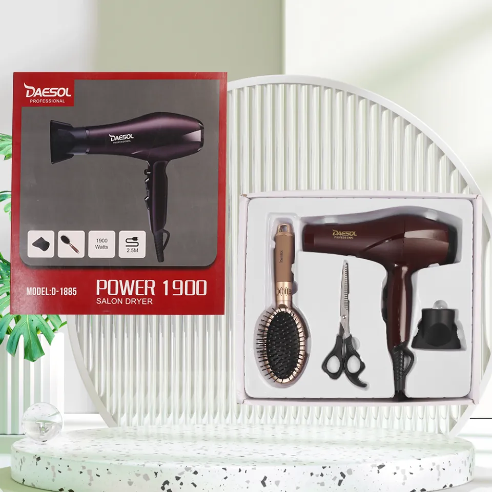 Daesol Professional Salon Hair Dryer Strong Powerful Hot Cold Wind Negative Ionic Blower Diffuser Electric Home Travel Blow Dryer