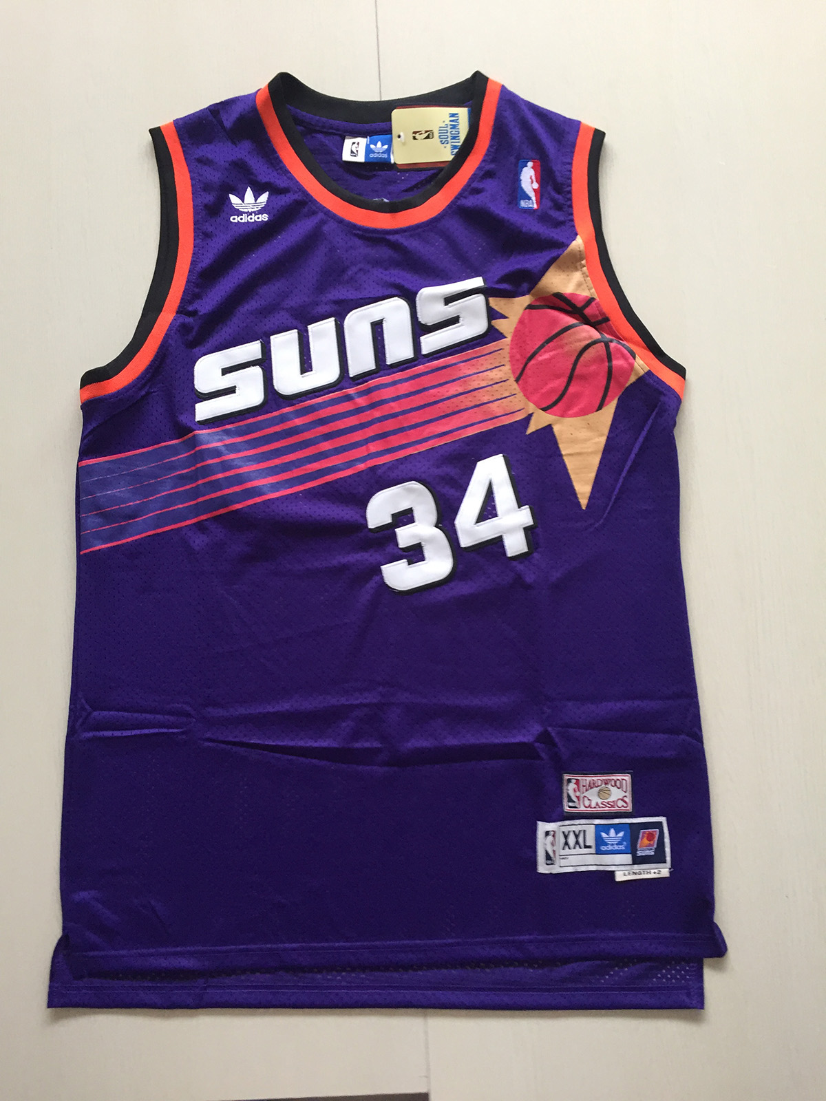 Retro Charles Barkley #34 Phoenix Suns Basketball jerseys surpiqué violet 