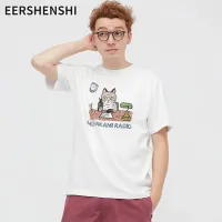 EERSHENSHI เสื้อยืดแขนสั้นผู้ชายลายคิตตี้ตัวน้อยเสื้อยืดพิมพ์ลายชุดคู่รักแขนสั้น