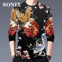 SONIX เสื้อยืดผู้ชาย2021ใหม่3D เสื้อเชิ้ตลายพิมพ์เสื้อเชิ้ตผู้ชายแขนยาวชายเสื้อยืดคอกลมสไตล์เกาหลีฤดูใบไม้ผลิผู้ชายยาวเสื้อยืด
