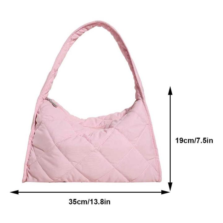 กระเป๋าแบบหนีบแขนบุนวมนวมสำหรับผู้หญิง-กระเป๋าทรงสี่เหลี่ยมมีหูหิ้วสะพายไหล่ในชีวิตประจำวันน้ำหนักเบาแฟชั่นความจุสูง