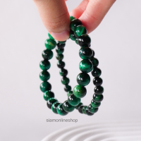 GREEN TIGEREYE หินไทเกอร์อาย สีเขียว (เลือกขนาดเม็ดหินได้) สร้อยข้อมือหินแท้ by siamonlineshop