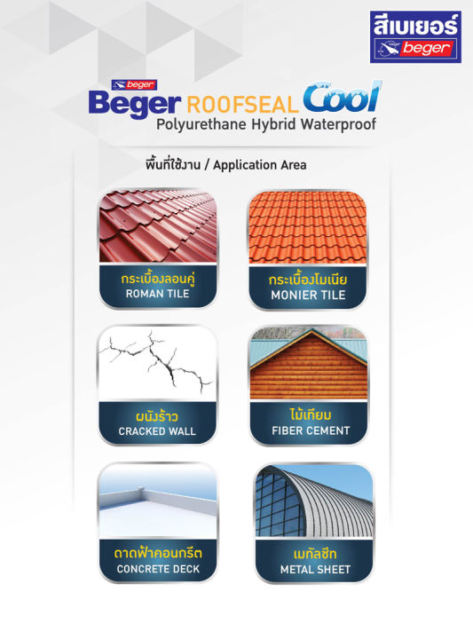 beger-roofseal-cool-เบเยอร์-รูฟซีล-คูล-โพลียูรีเทน-ไฮบริด-สีทากันซึม-สำหรับดาดฟ้า-หลังคา-ขนาด-4-กก