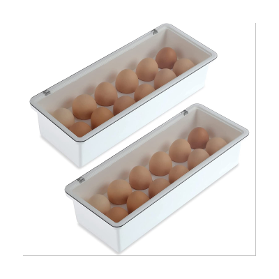 2PCS 12 Grid Plastic Egg Storage Container Refrigerator Organizer Bins with Lids