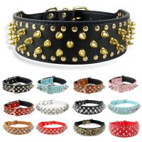 Spiked Studded Leather Dog Collar For Small Medium Dogs Bulldog Adjustable Anti-Bite Puppy Neck Strap Collars Pet Accessories