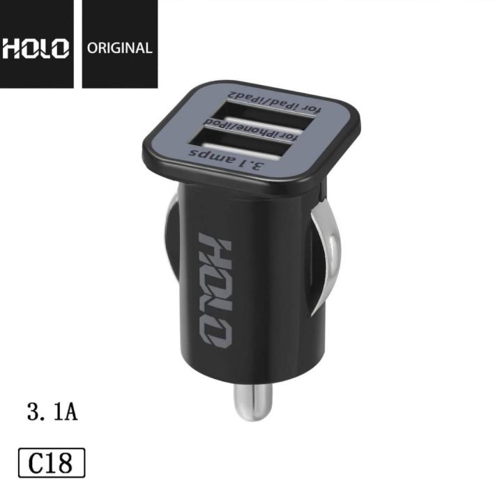 holo-c-18-เครื่องชาร์จในรถยนต์-ช่องเสียบ-mini-usb-car-charger