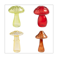 4 Pcs Hydroponic Plant Vases Nordic Style Mushroom Vases Glass Bud Vases Mushroom Flower Vases for Home Office Living Room Deco