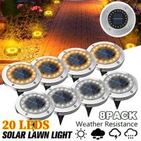 ✷﹊❒ 20LED Solar Power Disk Light Outdoor Garden Solar Underground Light Deck Light Spotlight Buried Solar Led Lamp Garden Decoration