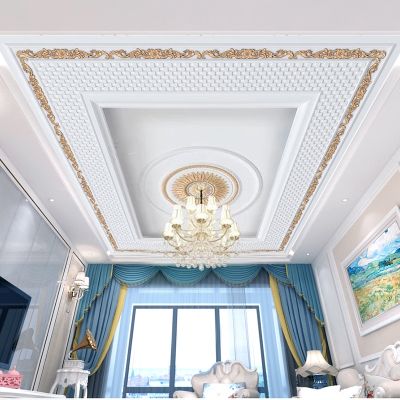 ELEGANT เพดานวอลล์เปเปอร์ Rrolls สำหรับผนัง3D Golden Plaster แกะสลักสำหรับห้องนั่งเล่นห้องนอน Wall Papers ตกแต่งบ้านเพดานวอลเปเปอร์