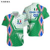 （Childrens adult size, in stock）Custom Scotland Italy Italian Rugby France 3D Print High Quality Summer Mens Hawaiian Beach Shirt Fashion Short Sleeve Tops（can Customizable）