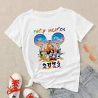 เสื้อยืดดิสนีย์วันหยุดครอบครัวเสื้อผู้หญิง2023 Mickey And Friends พิมพ์ลาย Disney เสื้อฤดูร้อน