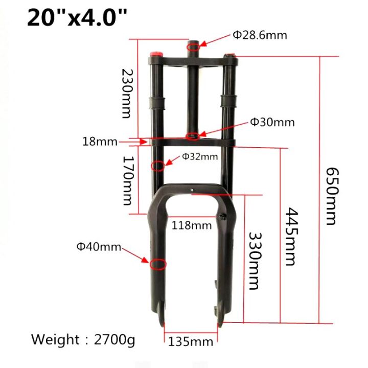 kalosse-ส้อมจักรยานหิมะ20x4-0นิ้วจักรยานอ้วน20นิ้ว135x9mm-จักรยานชายหาด