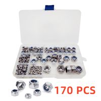 170PCS M3 M4 M5 M6 M8 M10 M12 304 Stainless Steel Hexagon Nylon Lock Nuts Set Furniture Bolts Kit Nails  Screws Fasteners