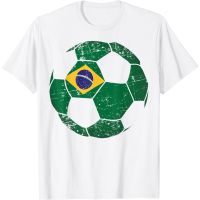 DLPREBrazil Soccer Ball Flag Jersey Shirt - Brazilian Football, Cotton T-shirts Short Sleeve Printed Crew Neck Top Tees