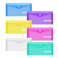 5 Packs A6 Clear Envelopes File Folder Bill Bag Pencil Case with Label Pocket A6 Envelope File Pouch for School Office Home Use