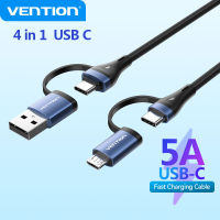 Vention 4 In 1 USB C 100W PD Type C To Type C สายชาร์จ Usb เร็ว Usb USB ที่ไมโคร USB สำหรับสายโทรศัพท์มือถือซัมซุง Xiaomi POCO