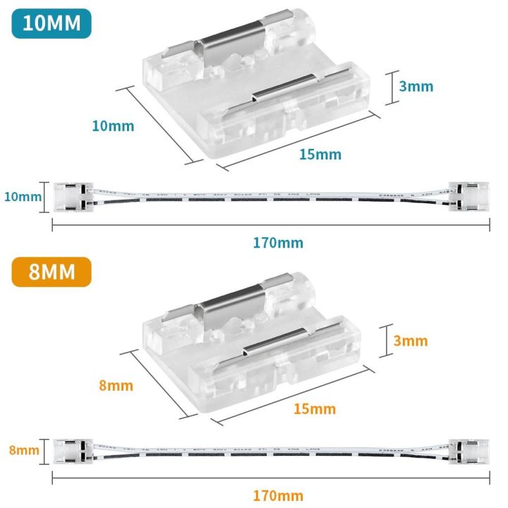 sdfbn-solderless-ขั้วต่อไฟเส้น-led-8-10มม-ปลายคู่เดียว-ขั้วต่อปลายคู่เดี่ยว-led-แบบพกพาได้-โปร่งใสโปร่งใส-แถบแสงแถบ