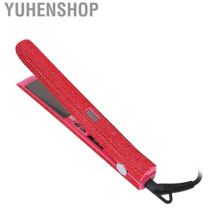 yuhenshop-rhinestone-flat-iron-safe-quick-heat-hair-curling-adjustable-energy-saving-red-straightener-for-men-business-trip-fx