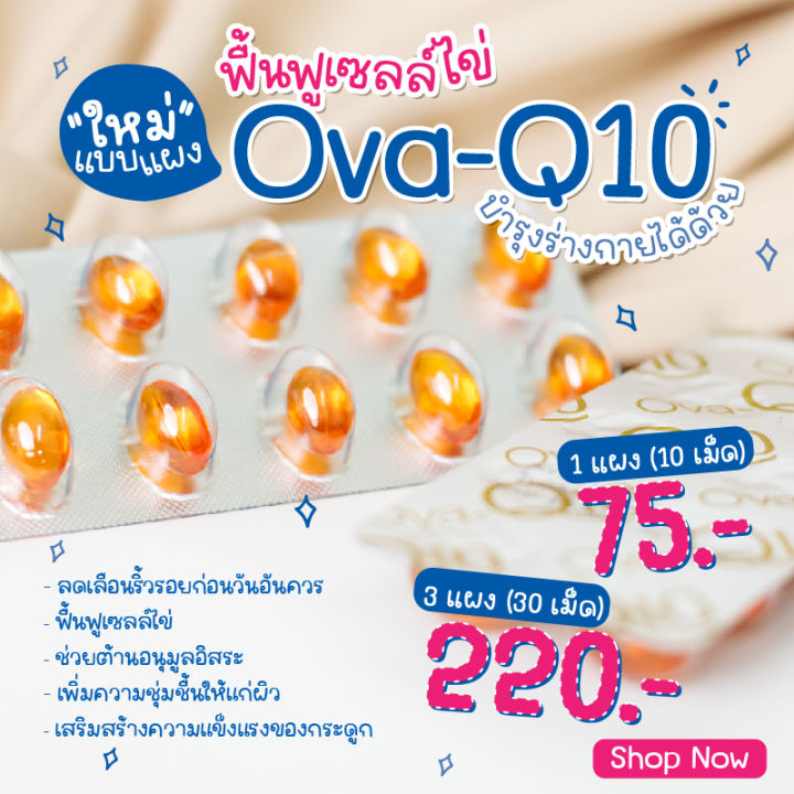 พร้อมส่ง-ova-q10-แบบแผง-บำรุงผิวพรรณ-บำรุงหลอดเลือด-บำรุงไข่-ช่วยให้ไข่ตกสม่ำเสมอ