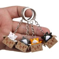 1pcs Creative Personality Cute Little Cat Box Keychain For Women Men Keychain Bag Pendants