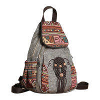 Ethnic Embroidery Flower Woven Beaded Tassel Flap Ladies Backpack and Shoulder Bag