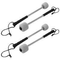 4Pcs Bass Drum Mallet Felt Head Percussion Mallets Timpani Sticks พร้อมที่จับสแตนเลส,สีขาว