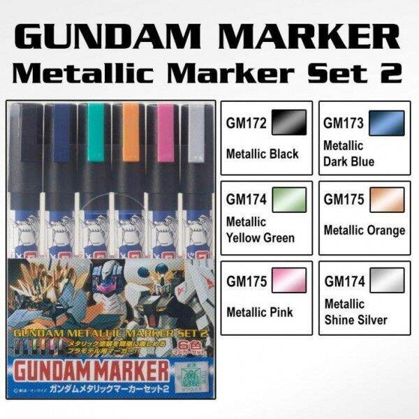 TAMIYA Gundam Marker GMS125 Metallic Set (Paint Color Pen, Sold Per