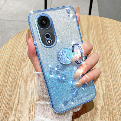 เคสมือถือกุหลาบนิรันดร์ไล่ระดับสีสุดสร้างสรรค์สำหรับ Oppo A78 4G 5G ปลอกอ่อนซิลิโคนกากเพชรหรูหราเคลือบด้วยไฟฟ้า OPPO A78 A17 A78NFC A58 A98 A57 A77S A54 A96 4G