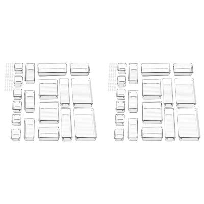 36PCS Separate Drawers Organiser System, Non-Slip Drawer Organiser, Transparent Drawer Insert Storage Box