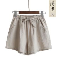 LOCAL READY STOCKWomen Summer Clothing Casual Short Pants Cotton Skorts Shorts Pant 女夏韩版高腰休闲棉麻短裤 Seluar Pendek