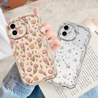 Rixuan เคส Samsung A24 A04e A14 A13 A04 A10S M23 A30s A21s A12 A02s A32 A04s A23 3D ภาพวาดสีน้ำมัน A52 A51 A11ปิดได้ทั้งดอกทิวลิปขอบโค้งฝาครอบเคสคู่ TPU