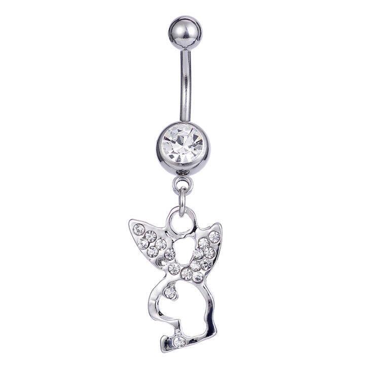 JZ Cute Belly Button Ring Navel Piercing Ring Bunny Belly Button