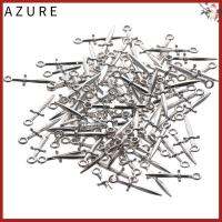 AZURE 120pcs โลหะผสมอัลลอยด์ เสน่ห์รูปทรงดาบจำลอง โลหะสำหรับตกแต่ง 120ชิ้นค่ะ รูปร่างกริช อุปกรณ์เสริมเสริม จี้ห้อยคอ สำหรับผู้หญิง