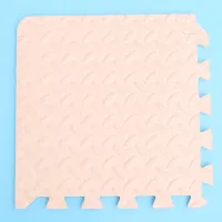 MOVTOTOP 6Pcs Thicken EVA Leaf Grain Tiles Interlocking Tiles Patchwork Floor Mat Protective Cushion Splicing Rug (Beige)