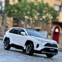 1:32 RAV4 SUV Paduan โมเดล Mobil Diecast Mainan Kendaraan Mobil Simulasi Suara Cahaya Koleksi Hadiah Anak-Anak