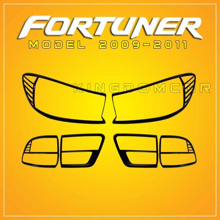 (Black) Headlight and Tail Light Cover for Toyota Fortuner 2009 2011
