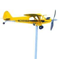 3D ตกแต่งสวน r J3 Cub Wind Spinner เครื่องบินโลหะเครื่องบินสภาพอากาศ Vane หลังคากลางแจ้ง Wind Direction Indicator WeatherVane