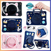 360 degree rotating Stand Kids Safe Cute Cartoon NASA Astronaut Cat Shockproof Tablet Case Cover for Samsung Galaxy Tab A8 10.5 SM-X200 X205 X207 A7 Lite 8.7 T220 T225 10.4 T500 T505 T507 A 8.0 T290 T295 T297 S6 Lite P610 P615 P613 P615 10.1 T510 T515