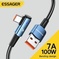 Essager สายเคเบิล7A USB C สายเคเบิล Type C USB 90องศาสำหรับสายชาร์จอย่างรวดเร็ว100W เหมาะสำหรับ Huawei P40 Oneplus สายข้อมูล Realme