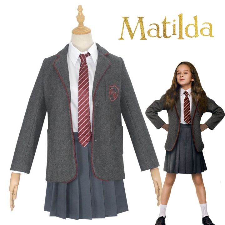 Movie Matilda Cosplay Costume School Uniform Coat Skirt Tie Roald Dahl ...