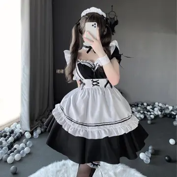 Buy LISANEK Maid Outfit Anime Cosplay Lolita Maid Dress French Maid Costume  Plush cat ear Socks set Online at desertcartINDIA