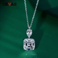 OEVAS 925 Sterling Silver Asscher Cut Created Moissanite Gemstone Wedding Engagement Pendent Necklace Fine Jewelry Wholesale