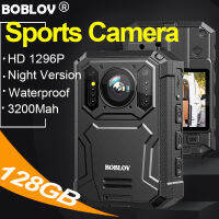 BOBLOV KJ23 Body Mini Action Camera ร่างกายมนุษย์กล้องมินิแอคชั่น 140 ° HD 1296P 128GB 3200mAh Night Vision DVR กีฬากันน้ำวิดีโอเสียงบันทึกที่จับสวมใส่ได้ BodyCam Camcord กล้องตำรวจดิจิตอลตรวจจับการเคลื่อนไหว Motorcycle Dash Cam for Vlogging